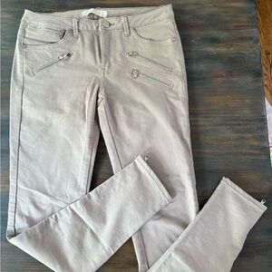 Zara Skinny Jeans - Khaki Zippered Pants